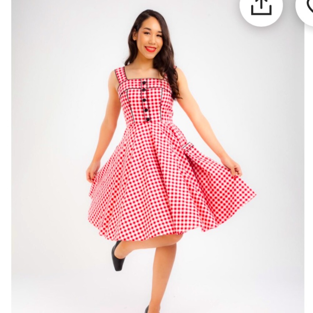 Red gingham retro dress